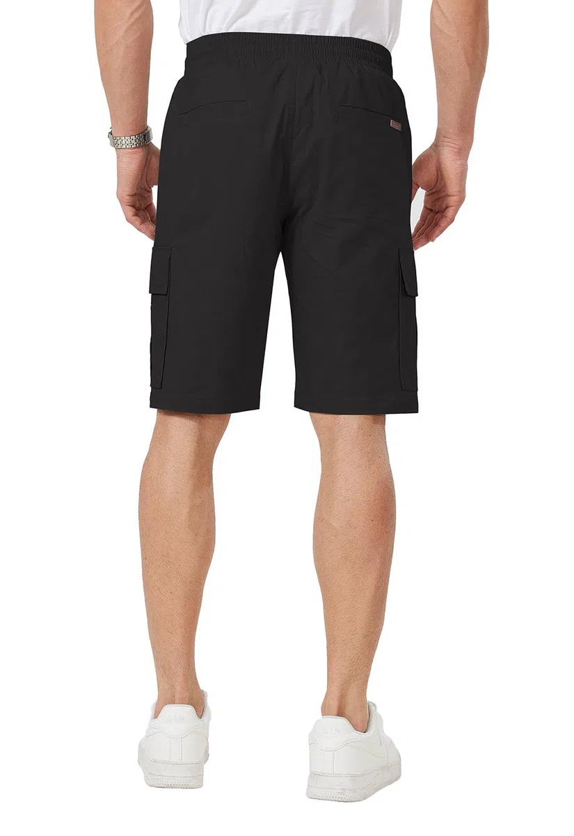 Ougelebo Kurze Hosen Herren Cargo Shorts Elastische Taille mit Tunnelzug