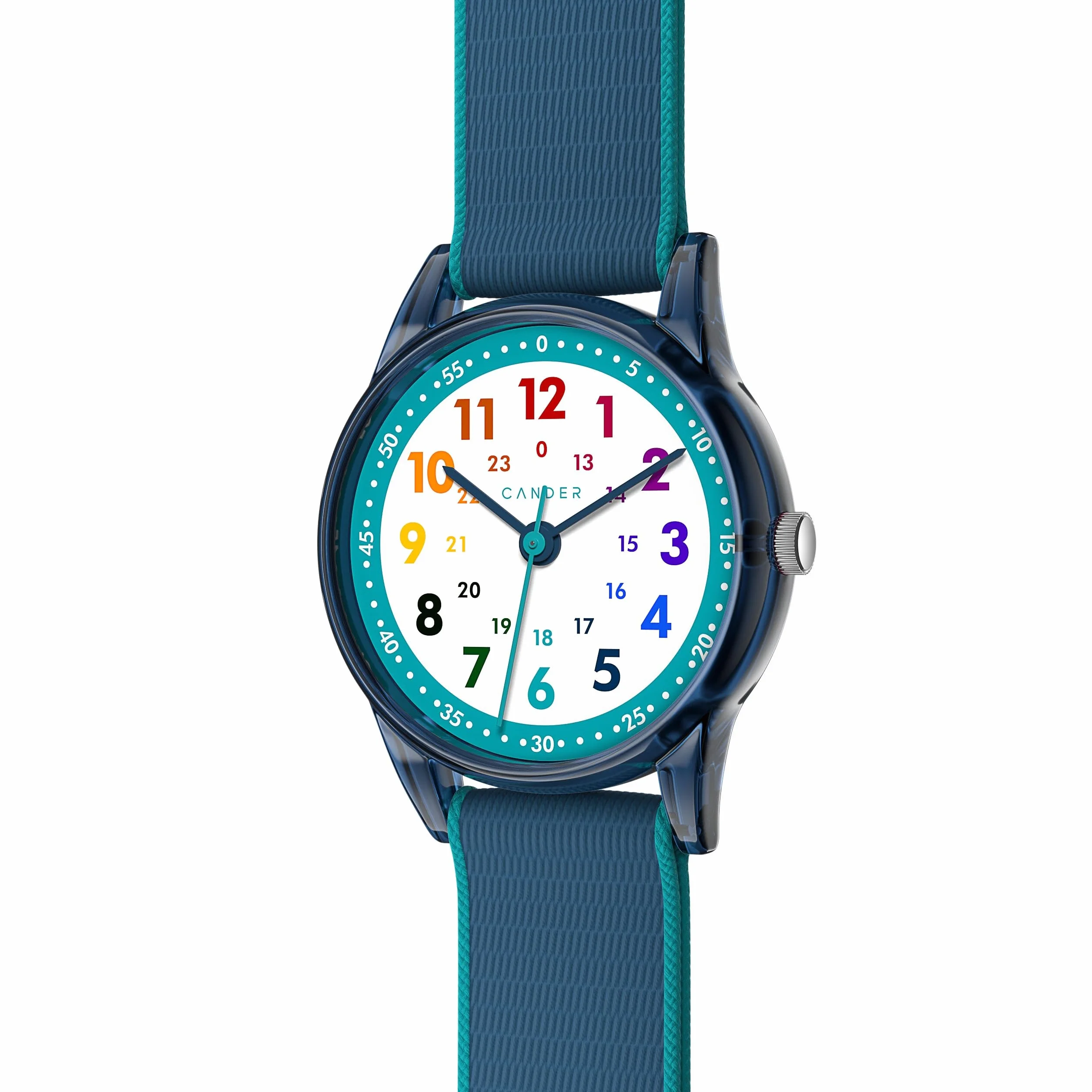 Cander Berlin MNA 0130 K Kinderarmbanduhr Klett Armbanduhr Kinder Mädchen Junge 3 ATM wasserdicht Lernuhr analog blau