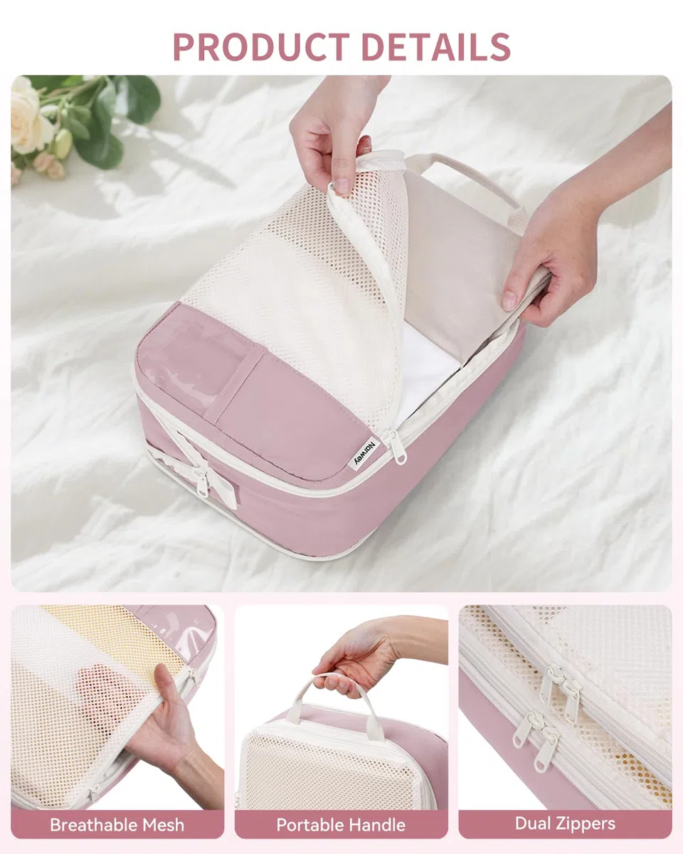 Narwey 6 Teilige Packing Cubes Koffer Organizer Set Compression Packing Cubes Kompression Koffer Organizer, Packwürfel Kompression für Travel Essentials & Reise Set (Kombiniert)