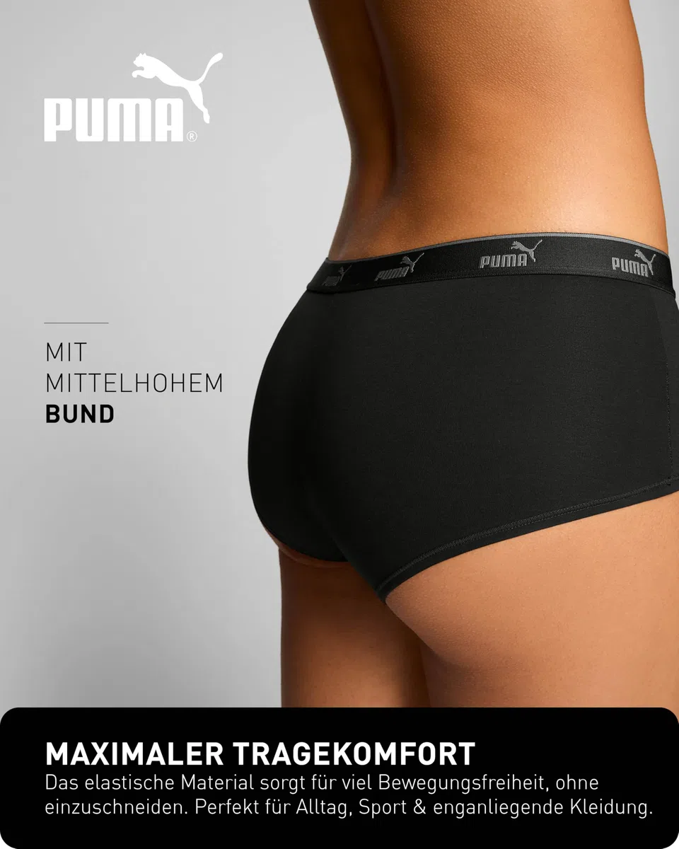 PUMA Damen Unterwäsche Elements Mini Shorts 4er Pack