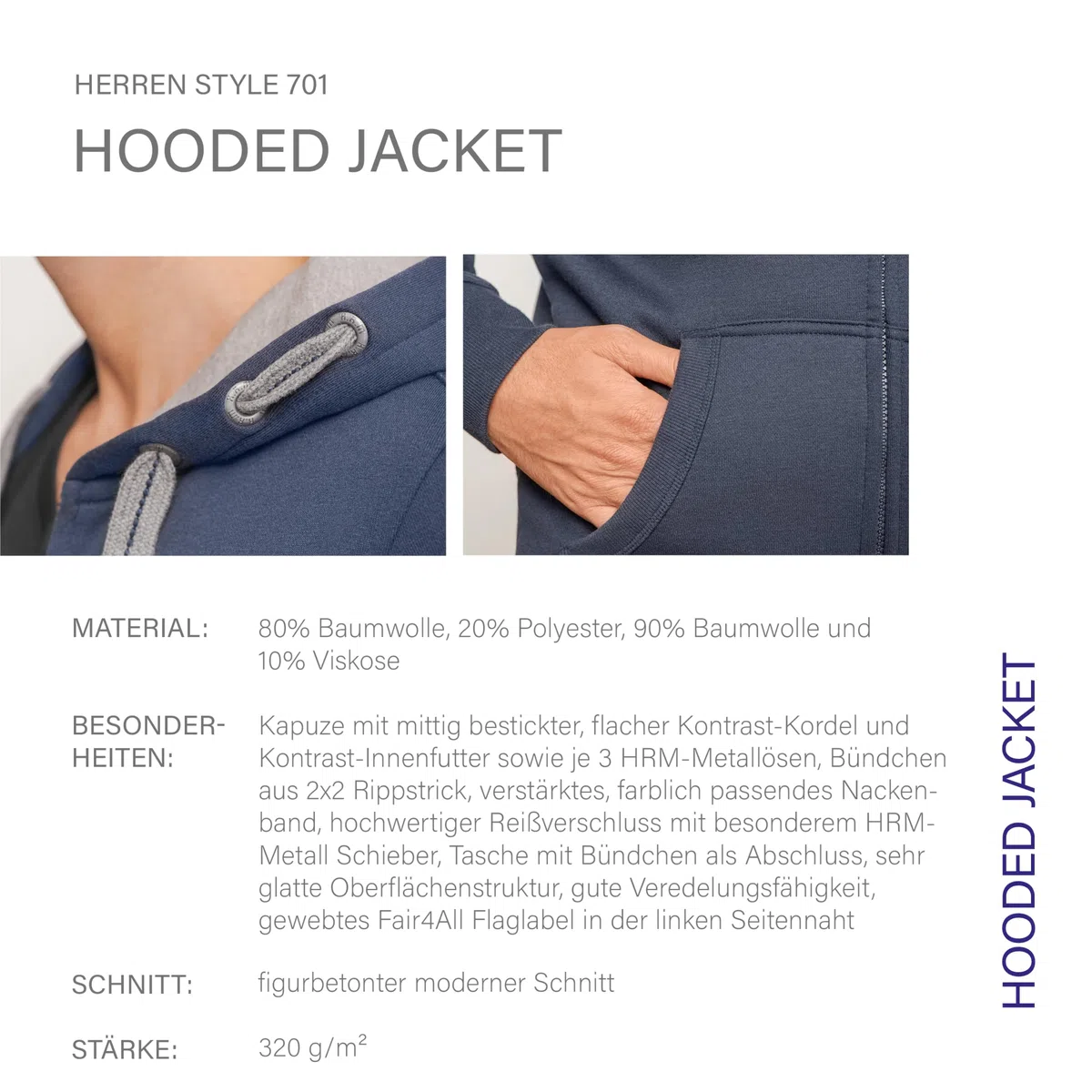 HRM Herren Jacket M Kapuzenpullover (1er Pack)