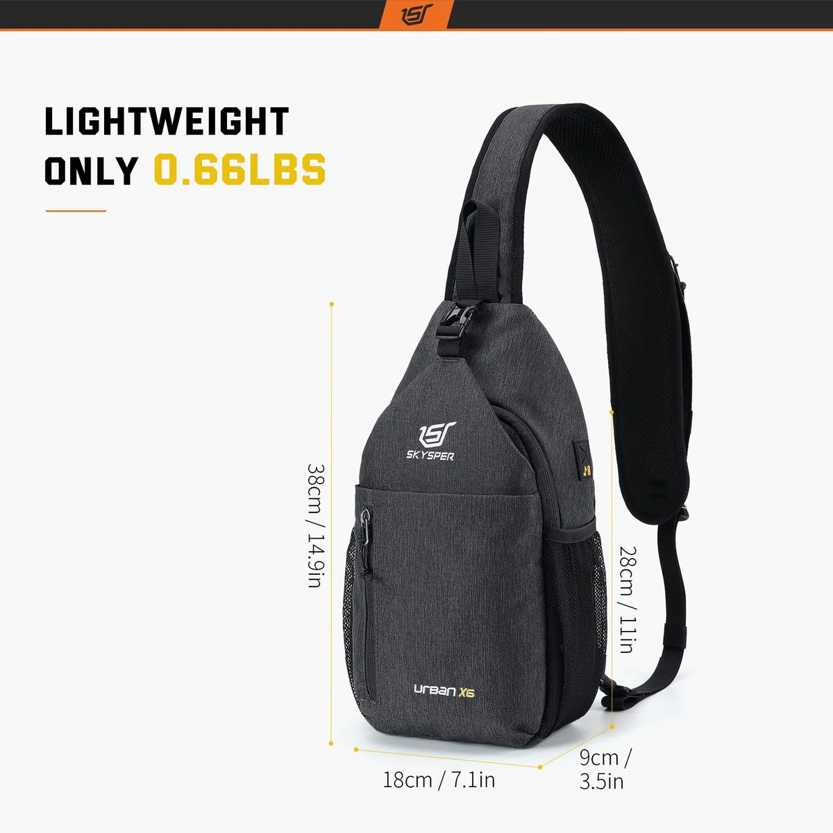 SKYSPER Schultertasche Brusttasche Leichte Sling Bag Klein Wasserfest Crossbody Umhängetasche zum Wandern Outdoor Sports Reise