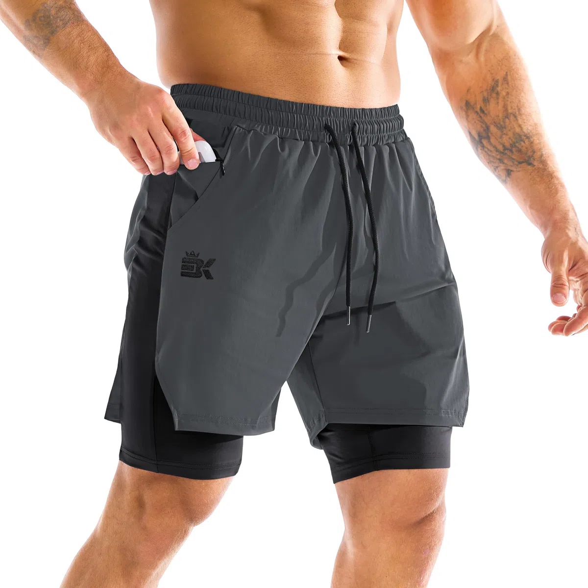 BROKIG Kurze Sporthose Herren 2 in 1 Laufshorts, Leichte Trainingsshorts Gym Shorts Herren