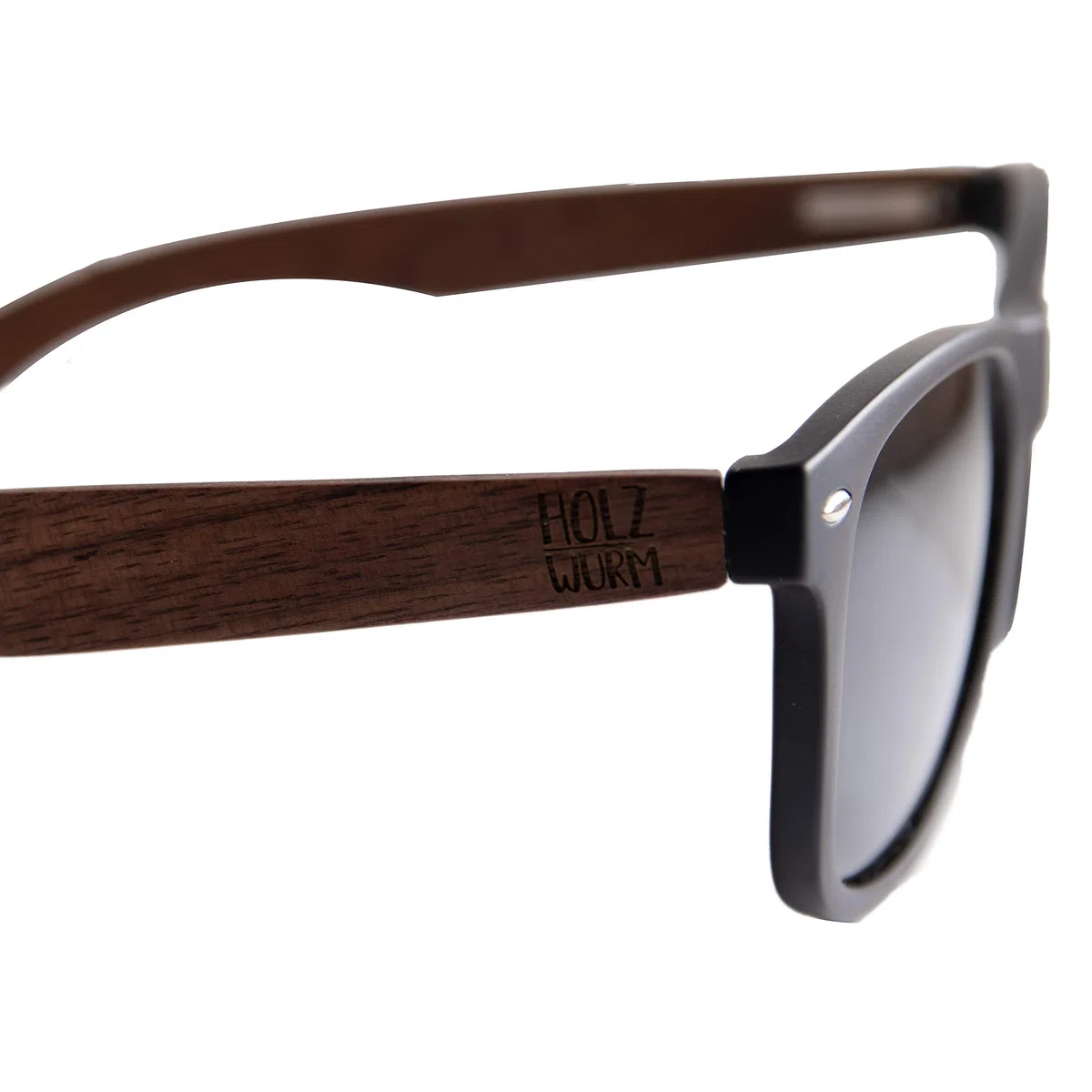 Holzwurm Sonnenbrille mit Holzbügeln aus Walnuss für Damen & Herren/Polarisierende Brillengläser mit UV400-Schutz/mit Brillenetui aus echtem Bambus