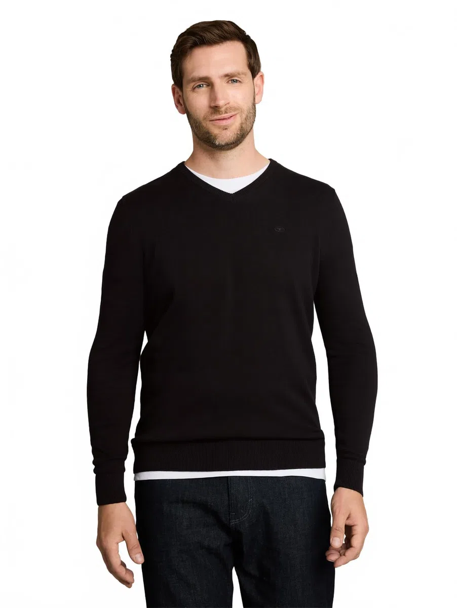 TOM TAILOR Herren Strickpullover mit V-Ausschnitt
