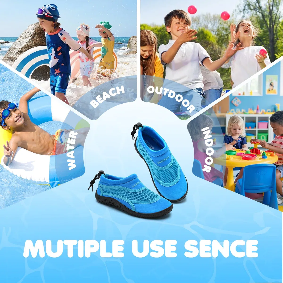 WateLves Wasserschuhe Kinder Jungen Mädchen Badeschuhe Kleinkind Schwimmschuhe Strandschuhe Aquaschuhe gr 22-34