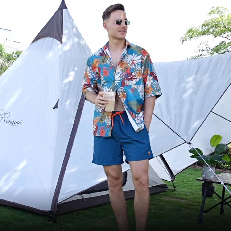 JustSun Badehose Herren Schnelltrocknend Boardshorts mit Mesh-Futter und Verstellbarem Tunnelzug