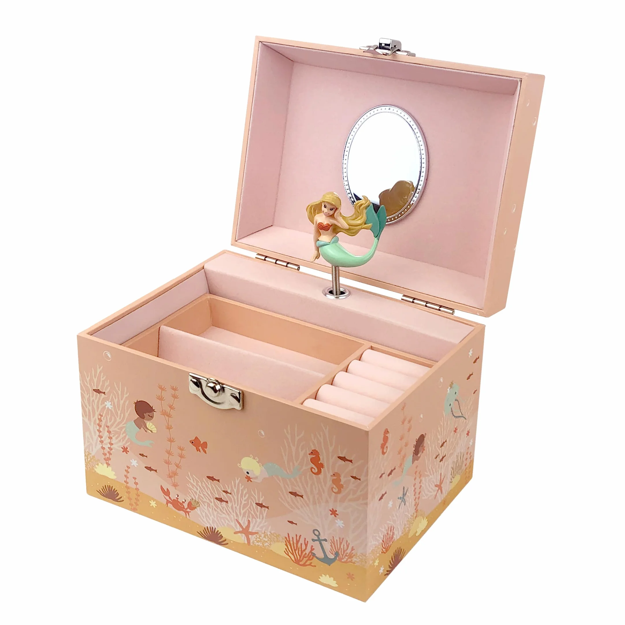 Trousselier 6260723 Schatzkiste für Kinder, Meerjungfrau, Schmuckkästchen, Spieluhr mit Musik und tanzender Figur, Musikspieluhr, Schmuckschatulle