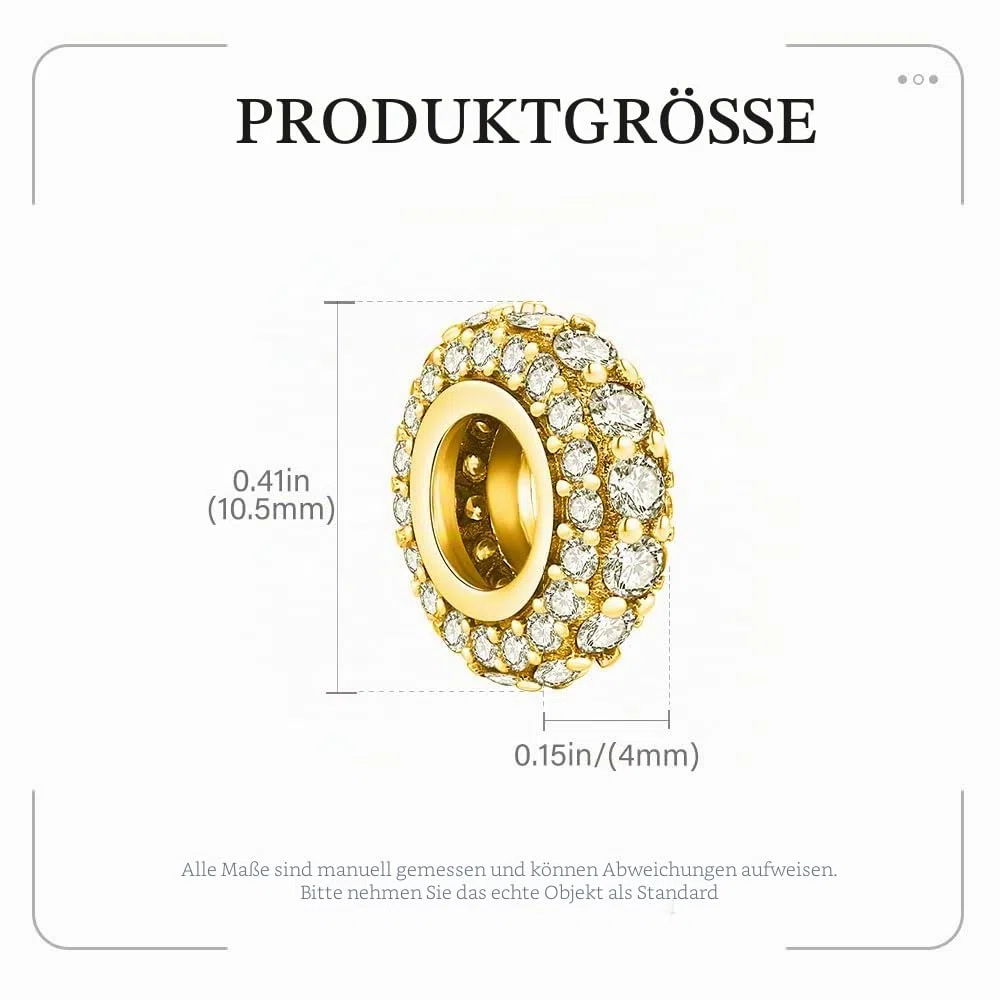 KEQ 925 Sterling Silber Spacer Charms für Armbänder/Halsketten Sparkling Clips Stopper Perlen mit 5A Zirkonia Pavé CZ Bead Charm Stopper Schmuck für Frauen