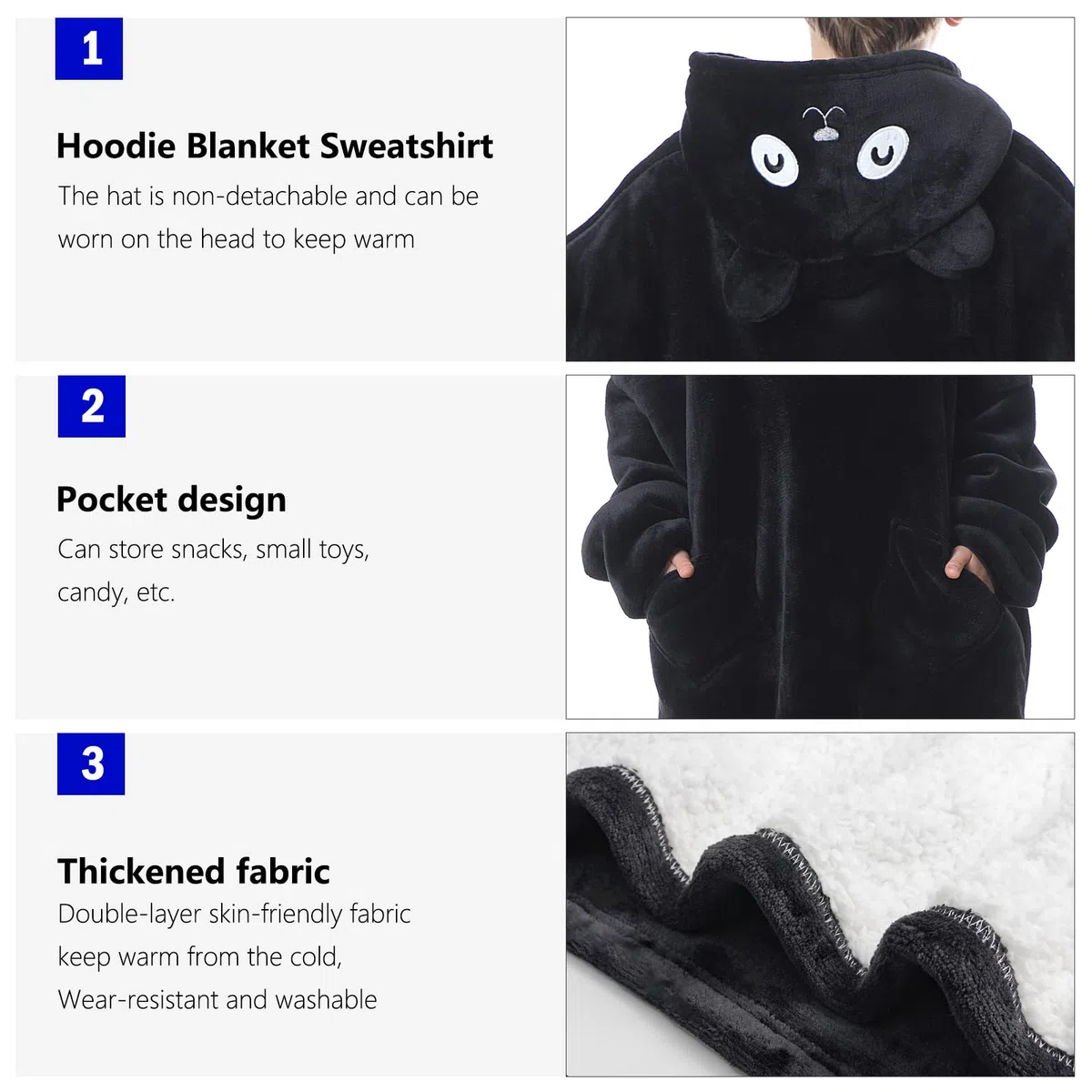 MOKANI ÜBergroßE Hoodie Decke Kinder mit äRmel Tragbare Kapuzenpullover, Super Weich Warmes Bequeme Sweatshirt mit Tasche füR Junge MäDchen