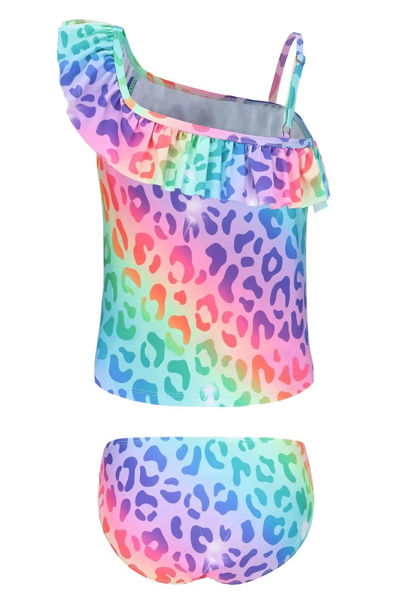 Moon Tree Mädchen Geteilter Tankini Badeanzug Rüschen Hawaiian Badeanzug Strand 2-14 Jahre