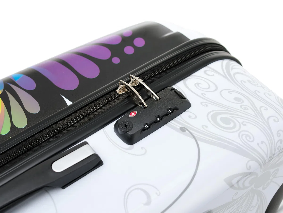 BEIBYE Butterfly 2060 TSA-Schloss 4-TLG. Reisekoffer Trolley – Robustes Hartschalen Kofferset inkl. Handgepäck und Beautycase