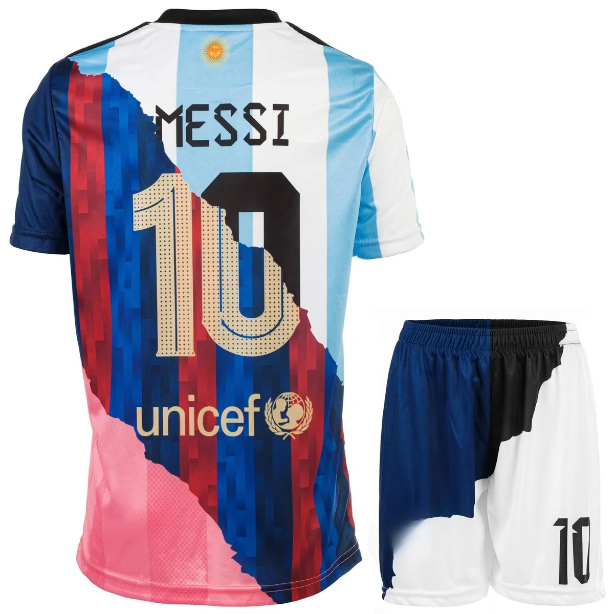 Leo. Trio Special Vintage Edition #10 Kinder Fußball Trikot & Shorts Geschenkset Jugendgrößen
