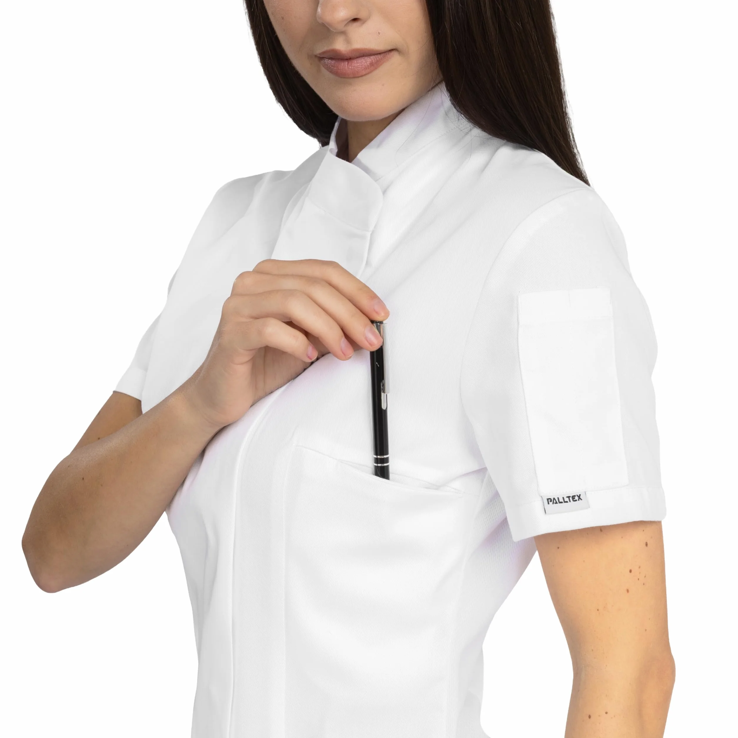 PALLTEX Nori Lady SS Kochjacke Damen Kurzarm Schwarz/Weiss/Grau Professional Chef Uniform Kochkleidung