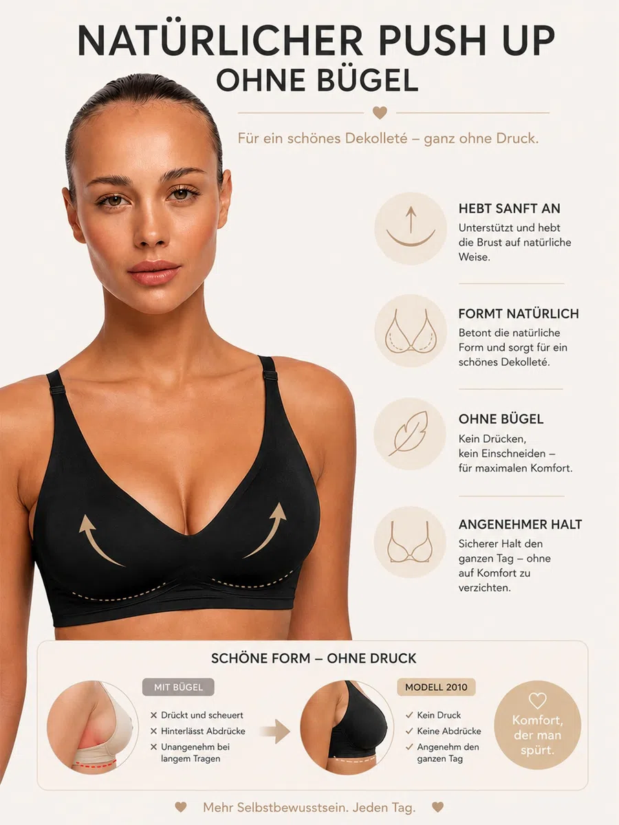 CFab Push-up BH Damen ohne Bügel, nahtlos mit herausnehmbaren Pads | Verstellbare Träger, weiches atmungsaktives Material und herausnehmbare Pads für bequemen Halt und glatte Looks