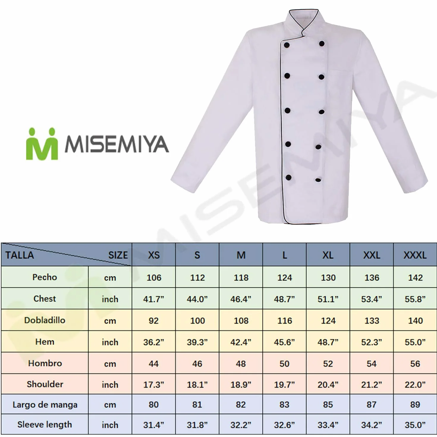 MISEMIYA - UNIFORM KOCHJACKEN HERR LANGER ÄRMEL - Ref.842B