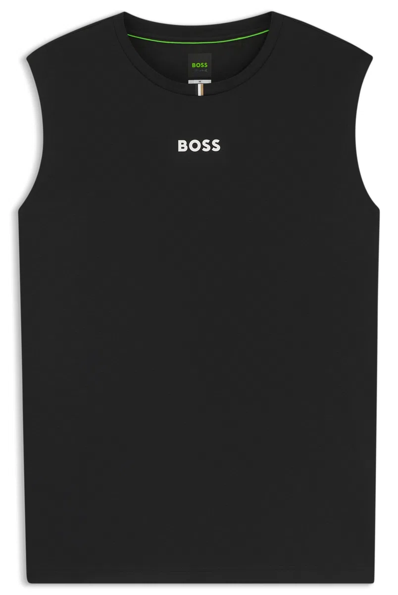 BOSS Herren TS TOC Serve Tank Active Ärmelloses T-Shirt aus schnell trocknendem Gewebe mit Logo Schwarz001 L