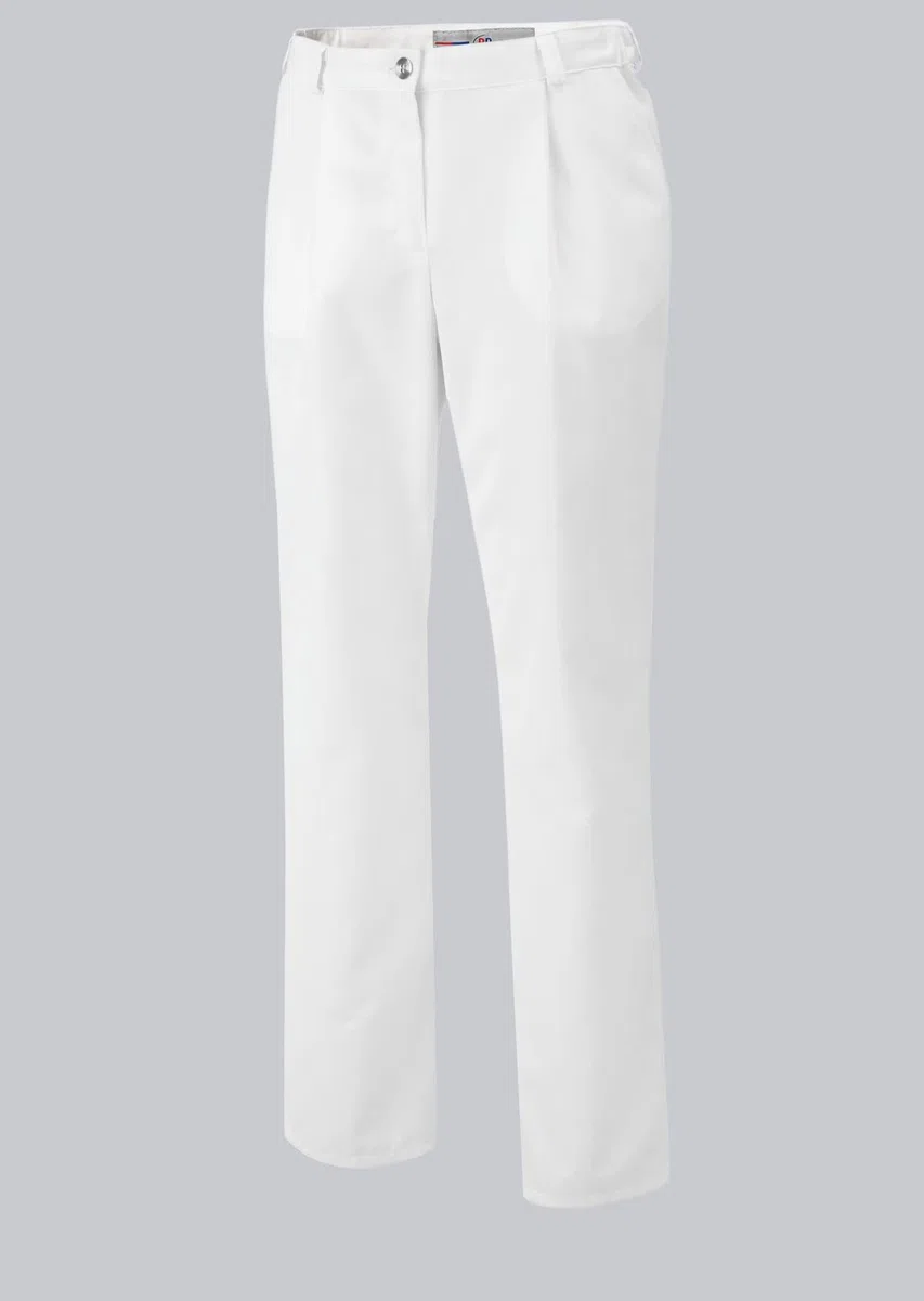 BP 1647-400-21-36s Hosen für Frauen, mit Bundfalten und Taschen, 215,00 g/m² Stoffmischung, weiß, 36s