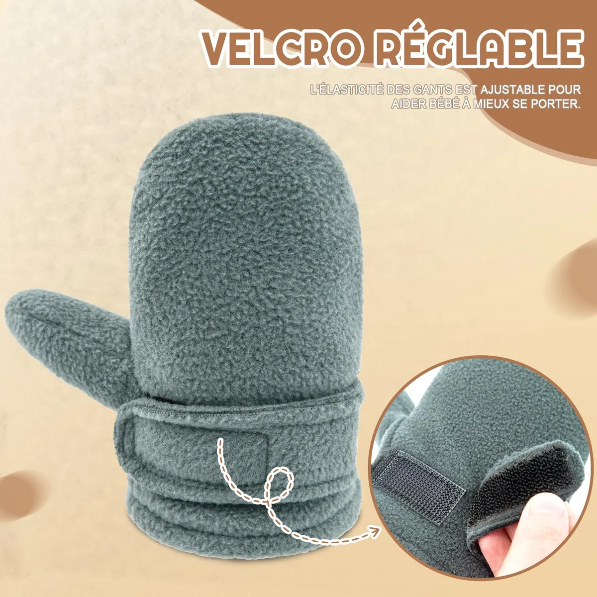 Winterhandschuhe für Babys, Futter aus Molton, für Kleinkinder, Jungen, warm, weich, für Babys, Mädchen, verstellbare Handschuhe im Freien