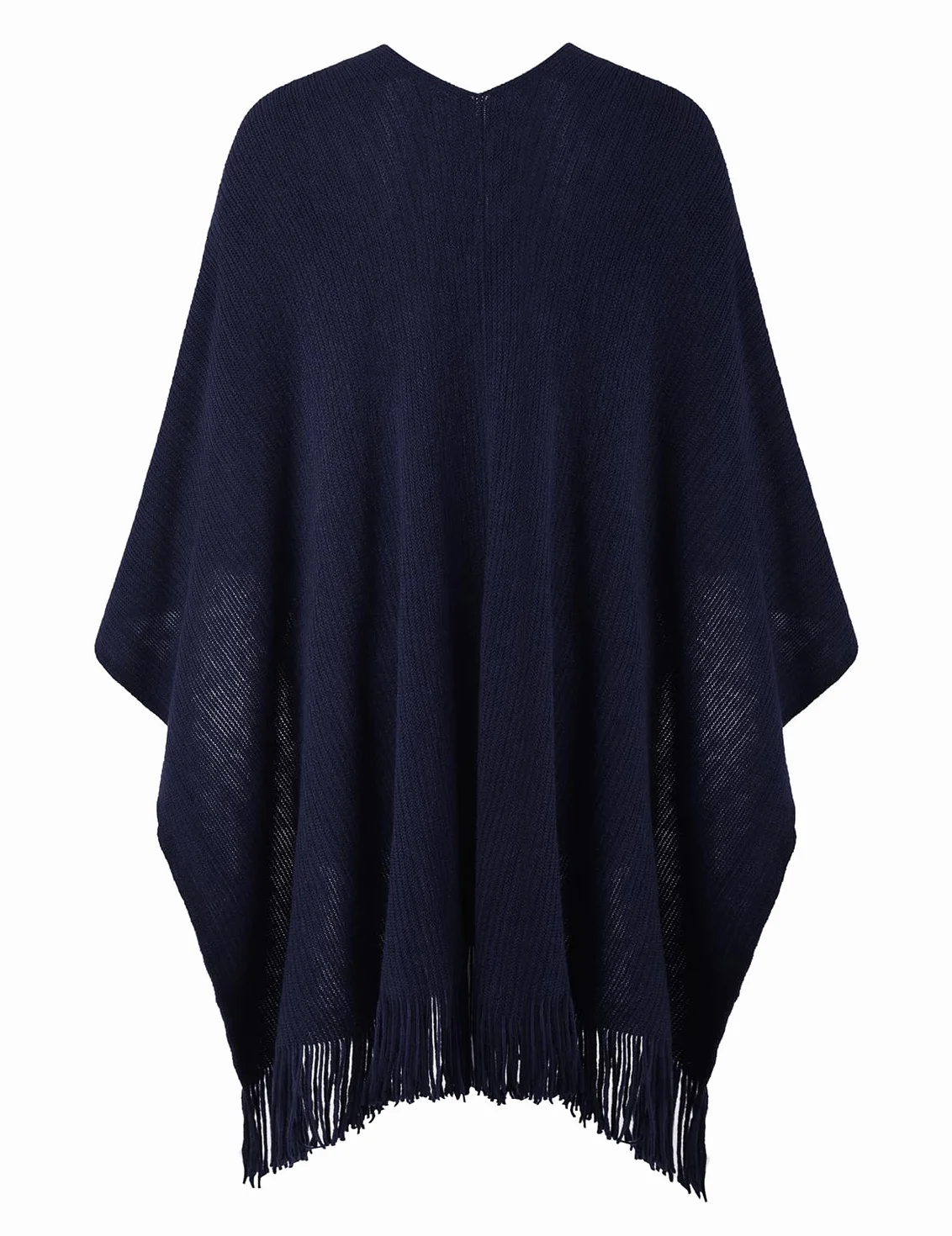 Ferand Damen Poncho mit Offener Vorderseite und Taschen, Weiche Strick Cape mit Fransen für Herbst Winter