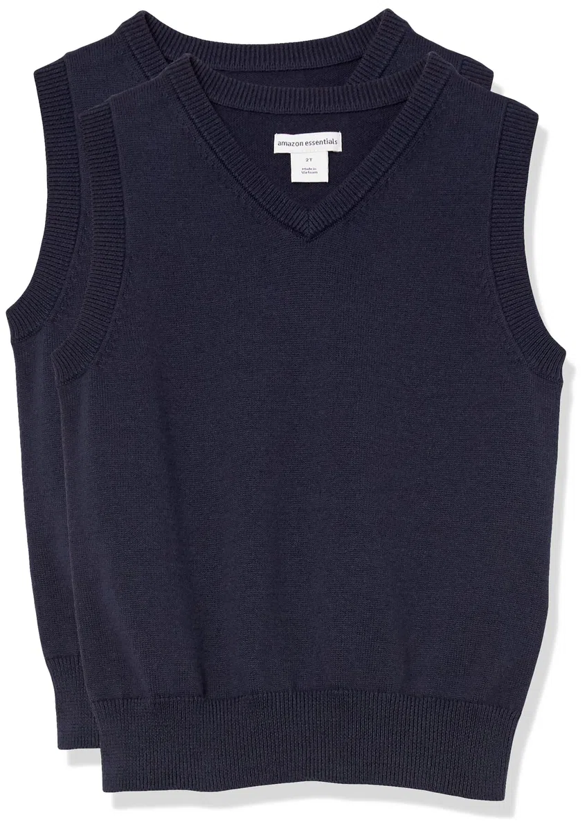Amazon Essentials Jungen Pulloverweste aus Baumwolle mit V-Ausschnitt, Uniform
