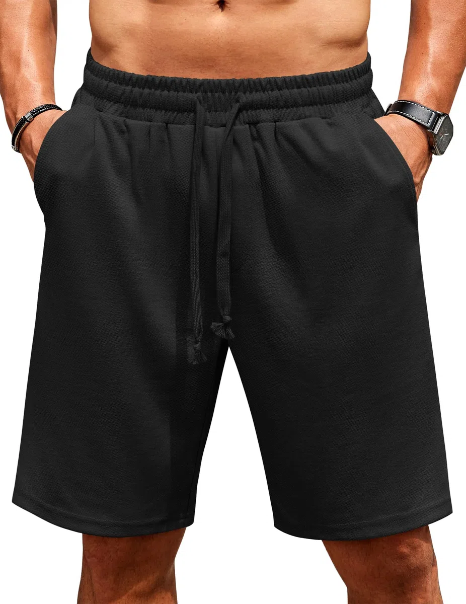 COOFANDY Kurze Hosen Herren Kurze Jogginghose Leichte Sommer Shorts Herrenshorts mit Taschen Sporthose Kurz Sweatshorts Elastische Taille
