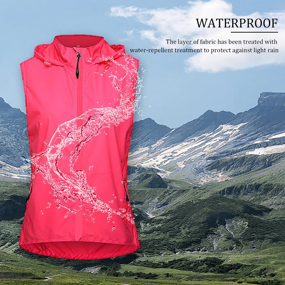 HARLSO Damen Sommer Fahrradjacke 2-in-1 mit abnehmbaren Ärmeln, wasserdichte, atmungsaktive Fahrradweste für Radfahren, Laufen,Pink-3XL