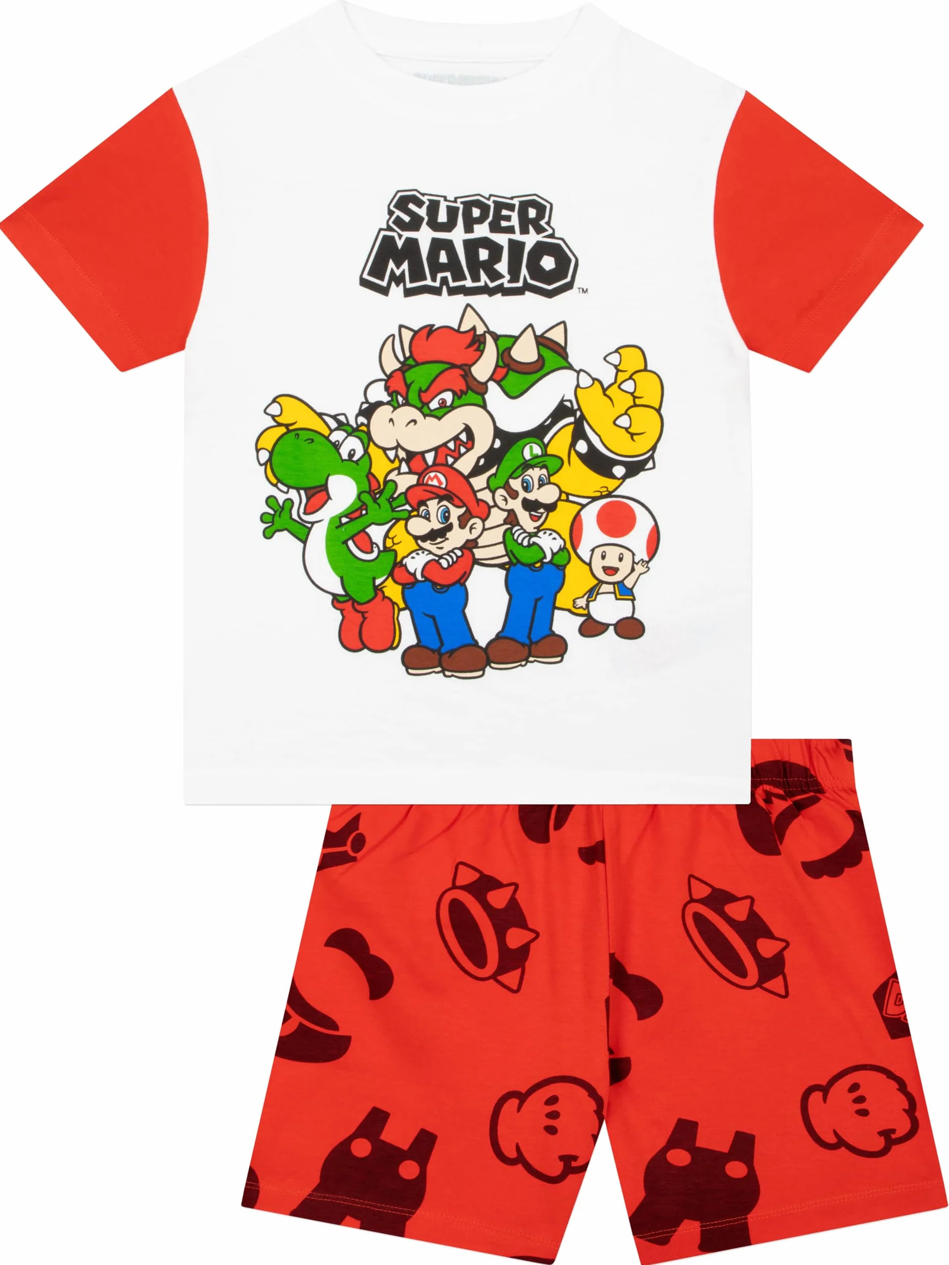 Super Mario Pyjama Kinder, Schlafanzug Kinder Jungen Kurz Set, Bequemer Schlafanzug Mit Mario Design