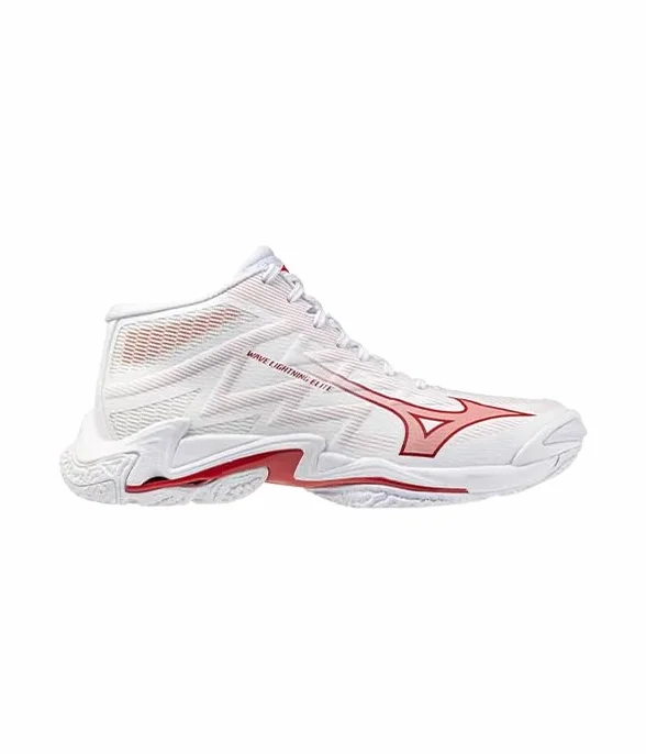 Mizuno Wave Lightning Elite MD Damen-Sneaker, Weiß/Rot, 2026