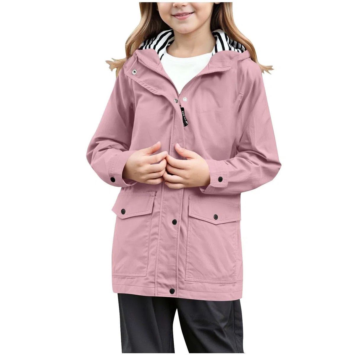 Cocila Regenjacke Kinder Wasserdicht Regenjacke Mädchen Winddicht Übergangsjacke Atmungsaktiv Softshelljacke mit Kapuze und Taschen Leichte Reißverschluss Windbreaker Regenmantel