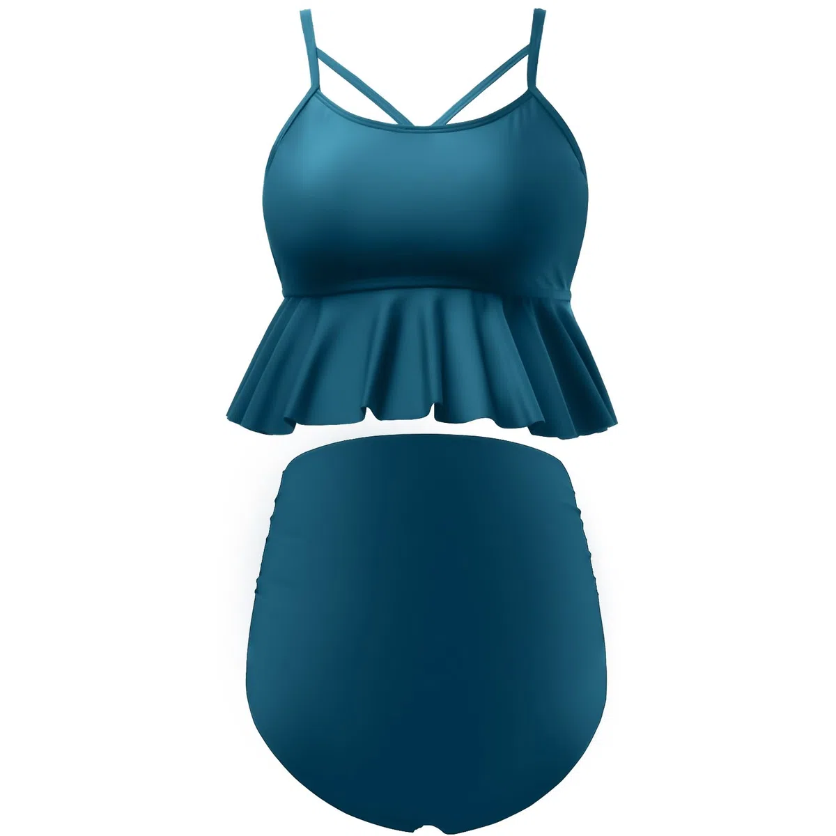 GINKANA Umstands-Bikini, zweiteiliger Badeanzug, Rüschen, hohe Taille, Umstands-Badeanzug, Sommer, Schwangerschafts-Bademode