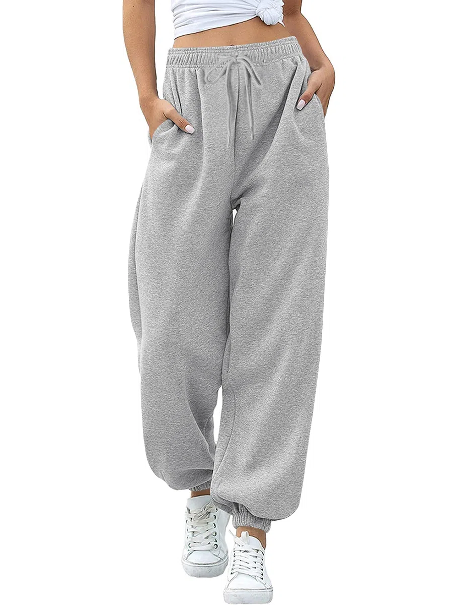 Missufe Damen Jogginghose Freizeithose Hohe Taille Sporthose Trainingshose Cinch Bottom Lang Sweatpants mit Taschen