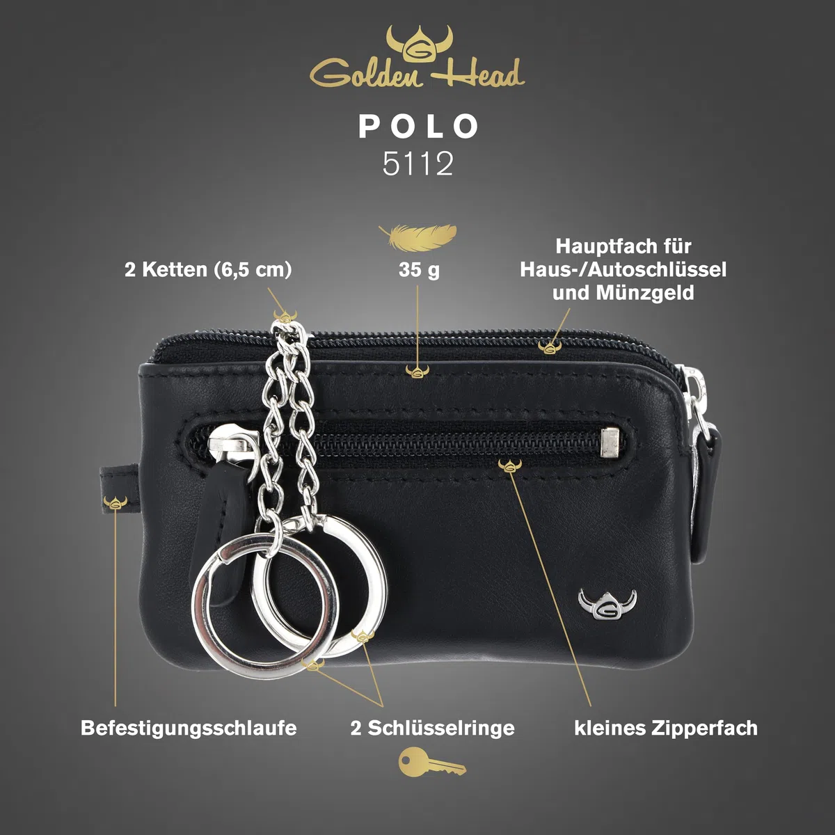 Golden Head Polo Zipped Key Case