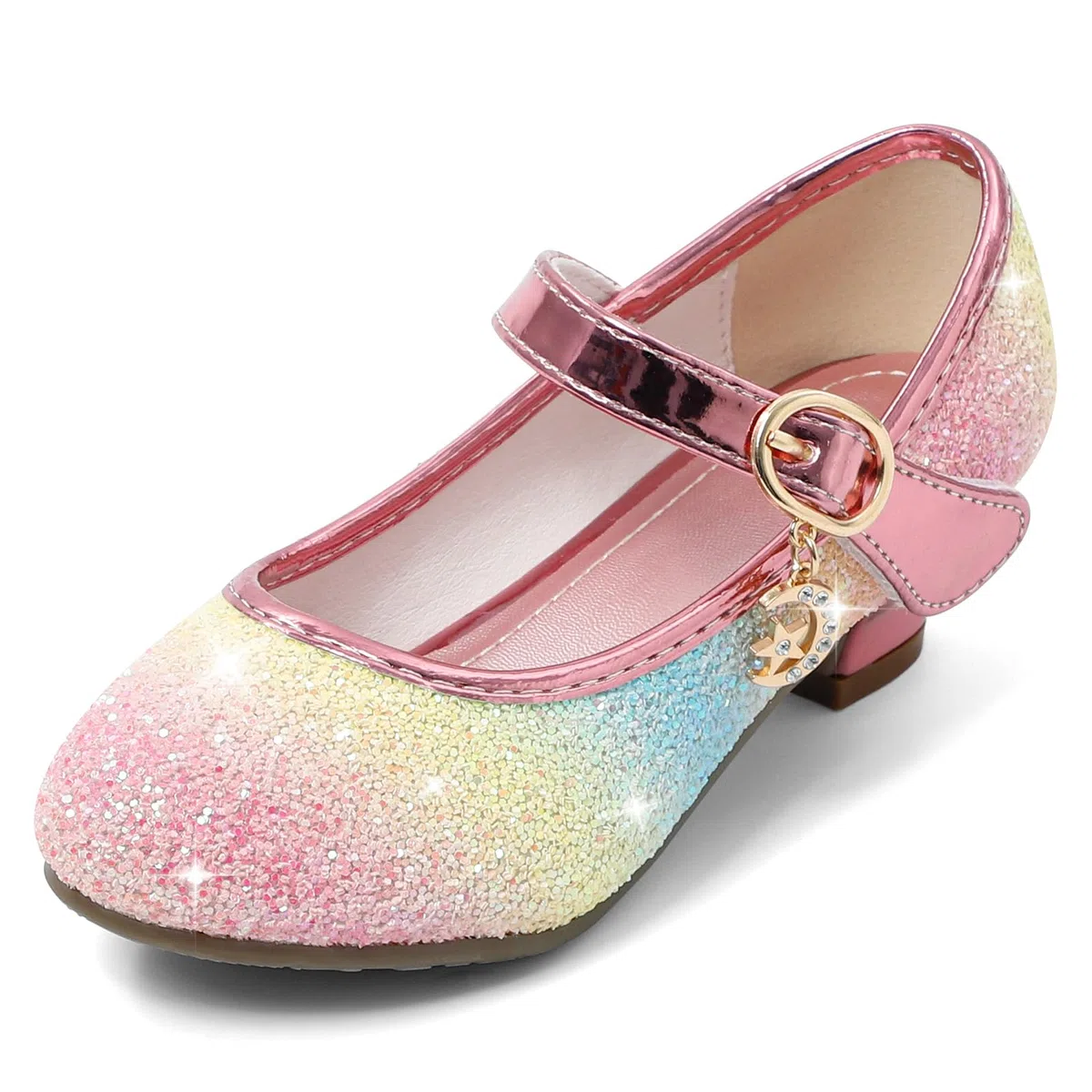 5-10 Jahre Prinzessinnen Schuhe Mädchen Pailletten Ballerinas mit Absatz Glitzer Mary Jane Halbschuhe Kinder Party