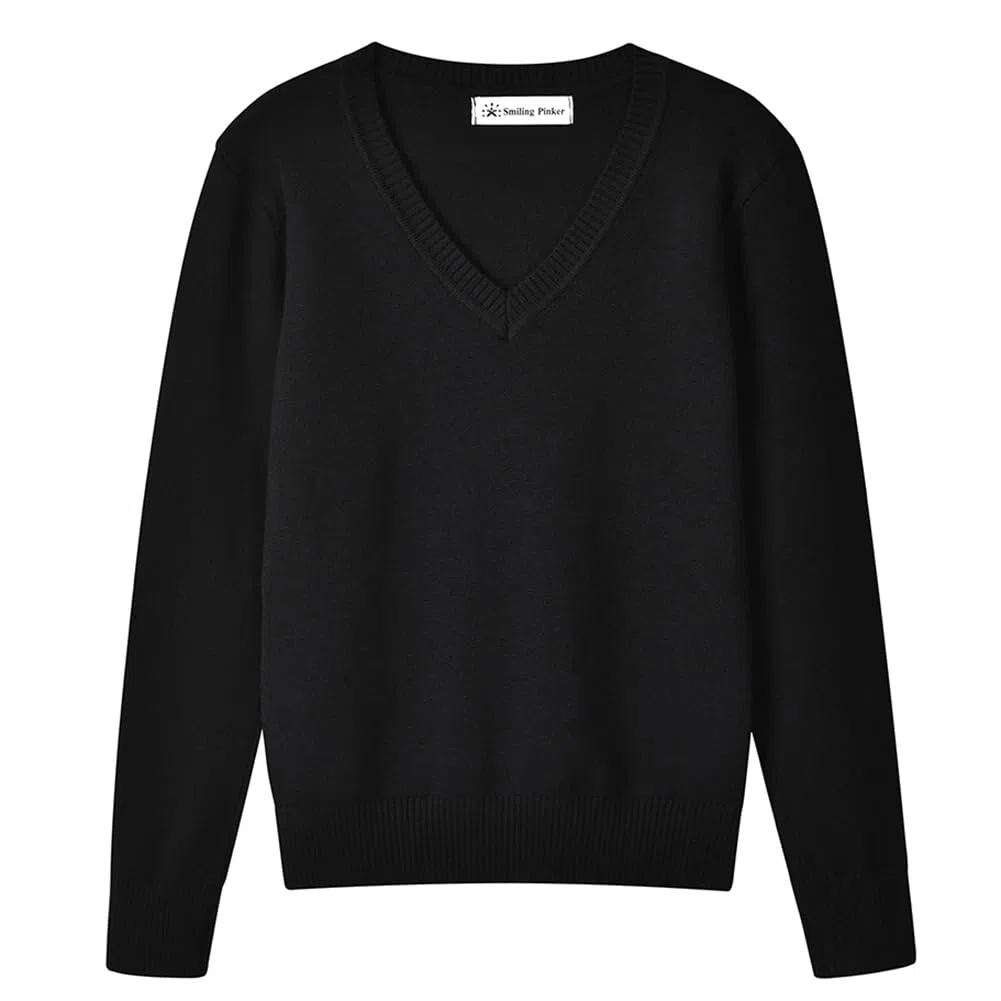 SMILING PINKER Jungen Pullover V-Ausschnitt Uniform Langärmelig Stricken Basic Sweater