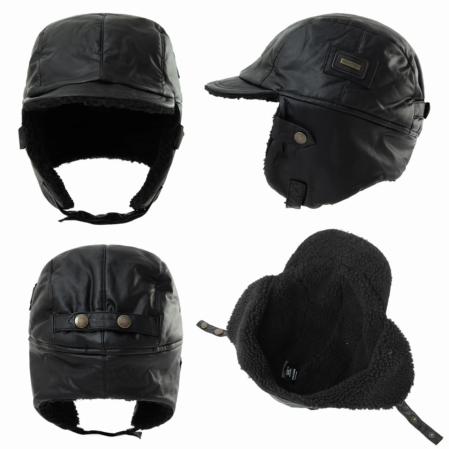 Comhats Warme Trappermütze Herren Wintermütze Kunstleder Hut Unisex Fliegermütze Fellmütze