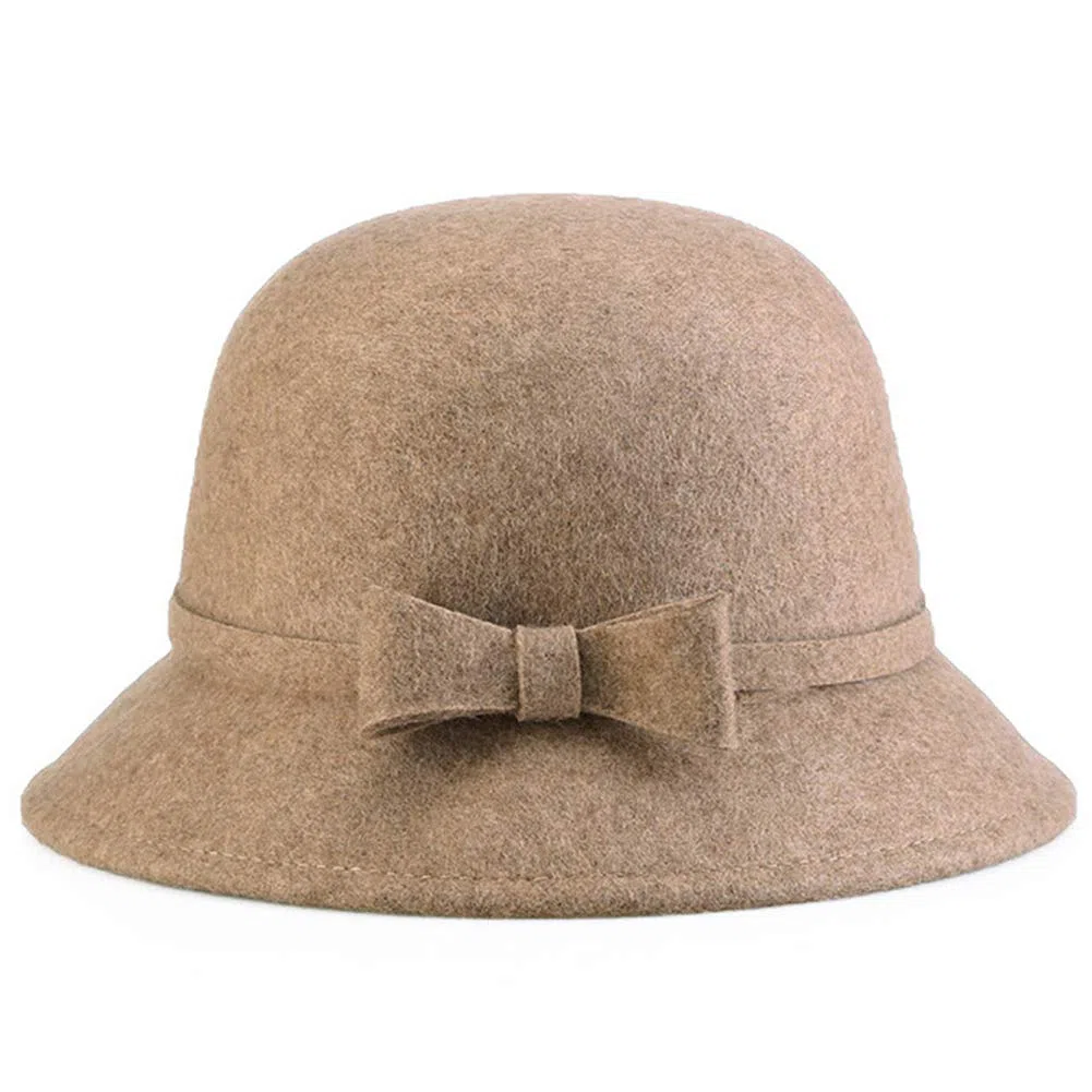 DongBao Damen Winter Eimer Hut Vintage Cloche Hüte Kirche Elegante Melone Hut