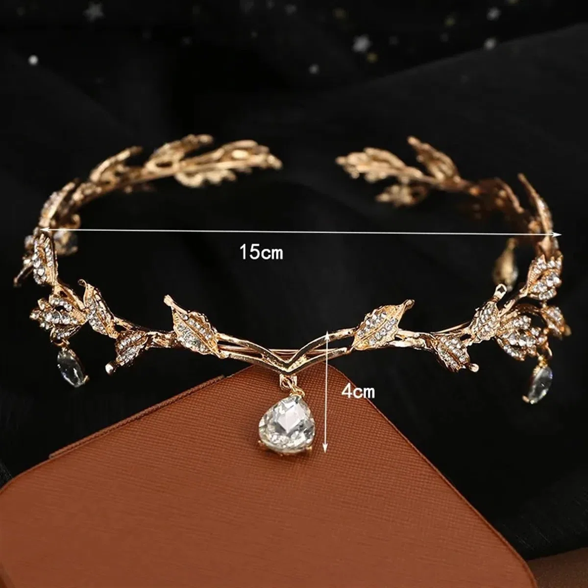 Elfen Kopfschmuck Krone Blätter Wassertropfen Tiara Hochzeit Zubehör Damen Künstliche Strass Party Prinzessin Elf