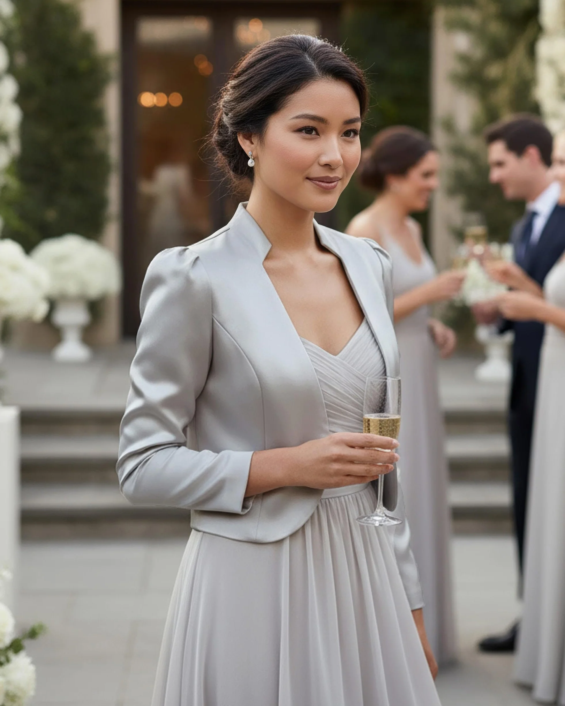 Bolerose formal Satin Langen Ärmel Bolero Jacke
