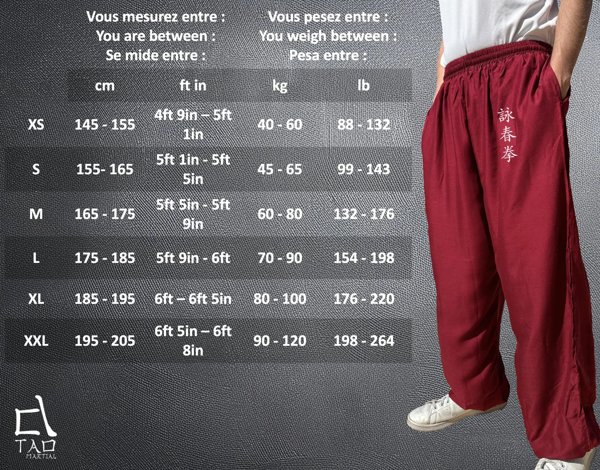 TAO MARTIAL Kung Fu Hose Wing Chun Tai Chi Stil mit Taschen Lose Hose Rayon V3 (KF Schwarz, Größe S)