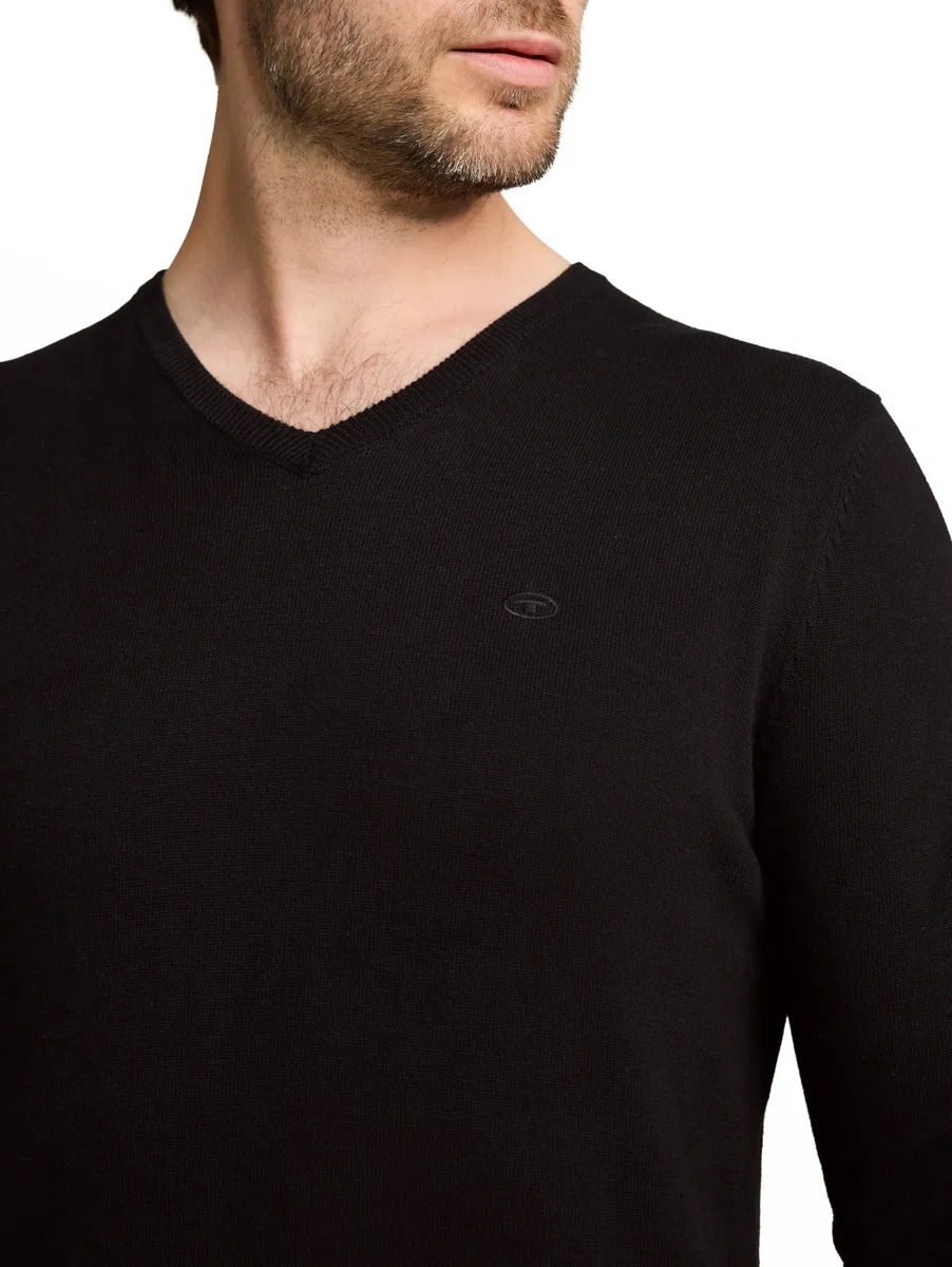 TOM TAILOR Herren Strickpullover mit V-Ausschnitt