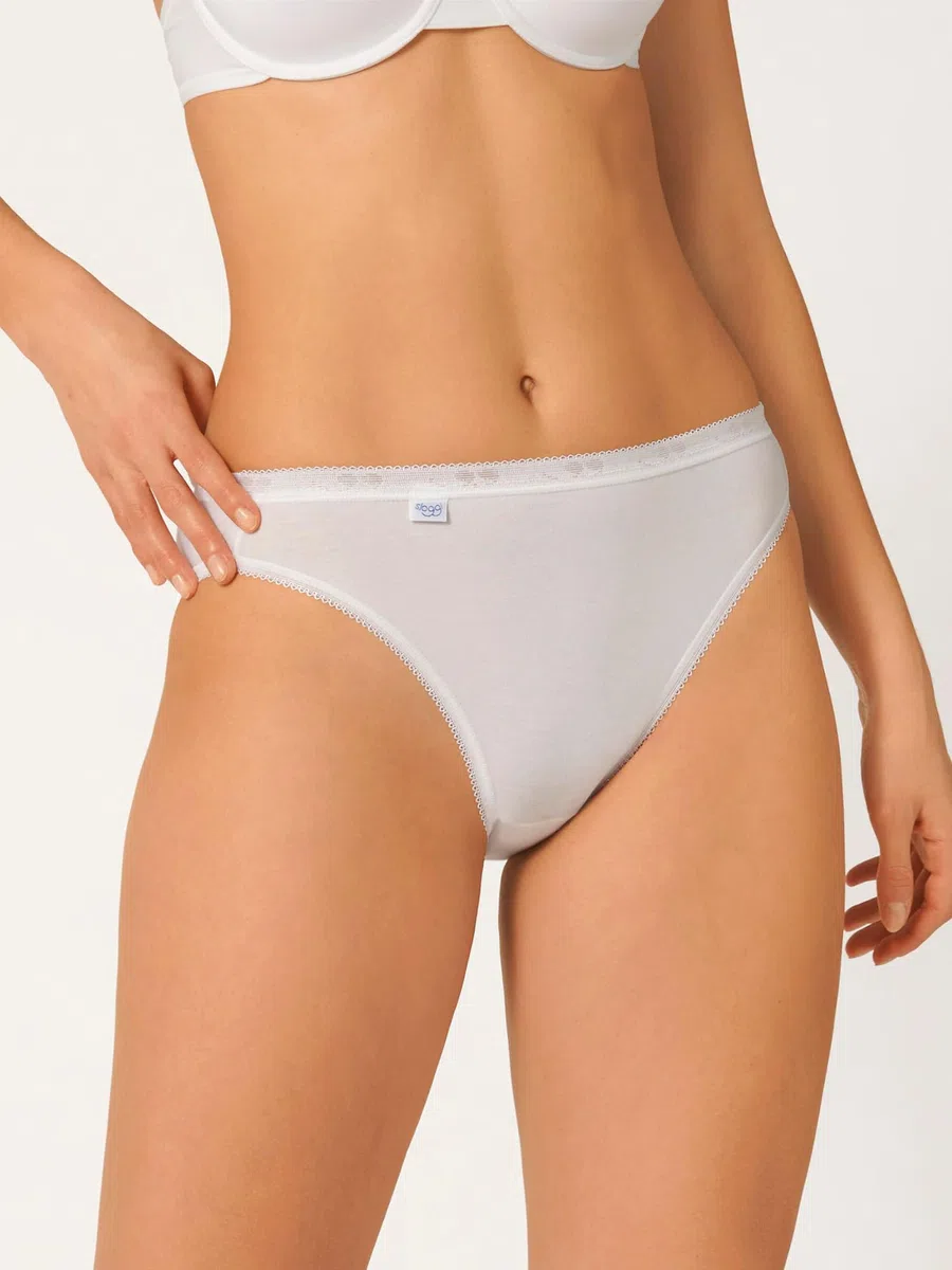 Sloggi Damen Basic + Baumwolle Rich Tai Brief 4er Pack Schwarz oder Weiß