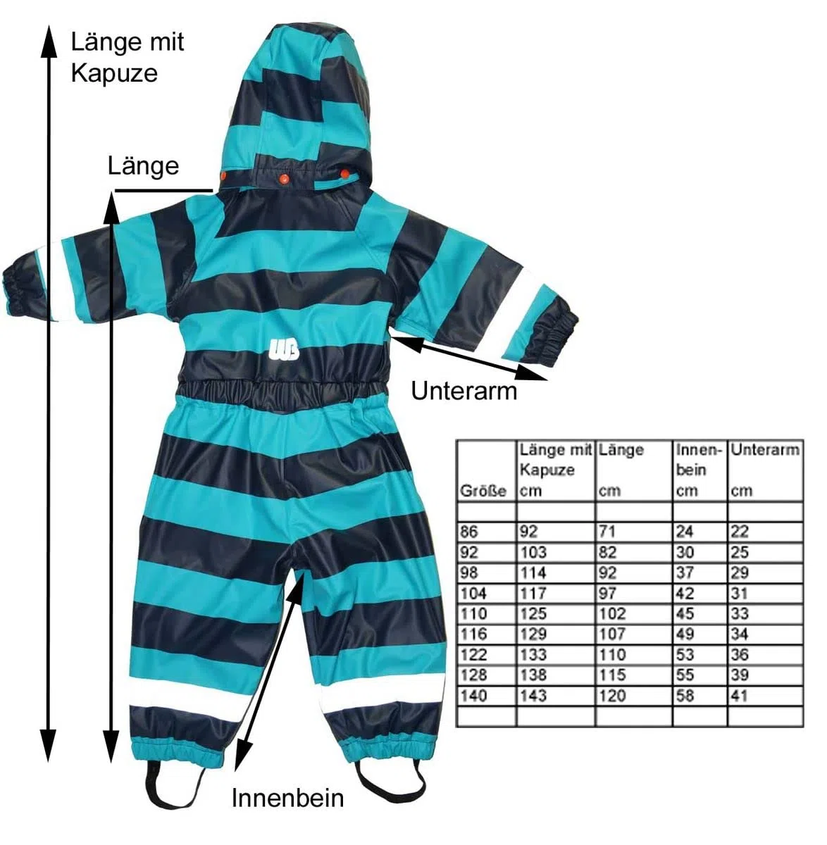 MAYLYNN Schneeanzug Regenoverall Regenanzug Blau, warm gefüttert mit dicken Fleece Futter
