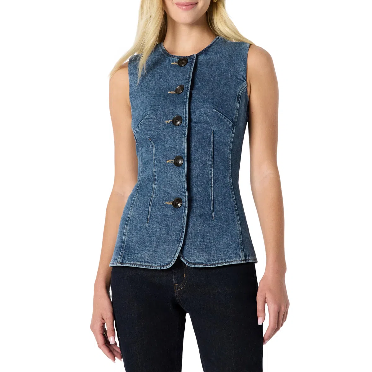 Amazon Essentials Damen Regular-Fit-Jeansweste Verdeckte Knopfleiste