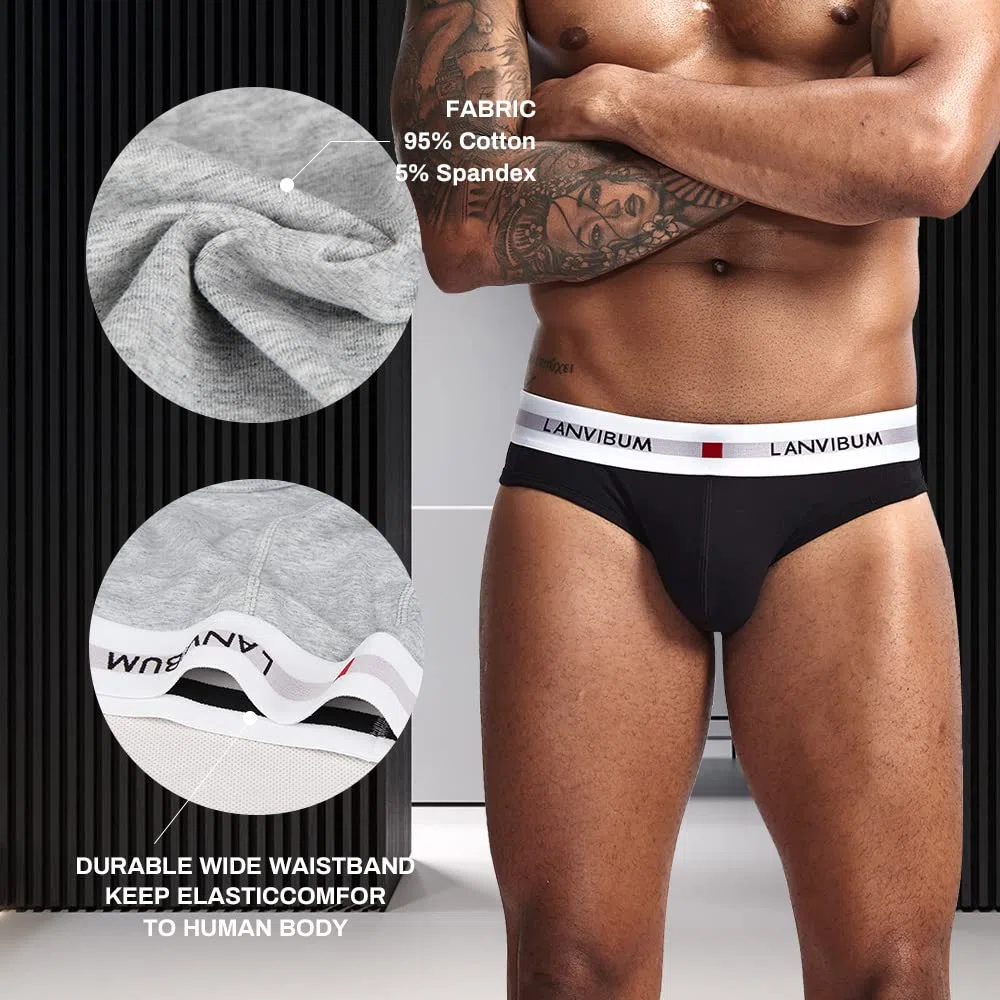 PHOLEEY Herren Slips Baumwolle Unterwäsche männer niedrige Taille atmungsaktive Unterhosen geeignet für Sport, Reisen, 3er-Pack