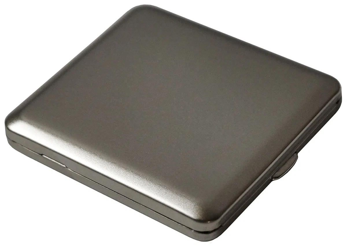 GERMANUS Zigarettenetui, Made in Germany, vernickelt, matt Silber, Gravierbar für Gravur