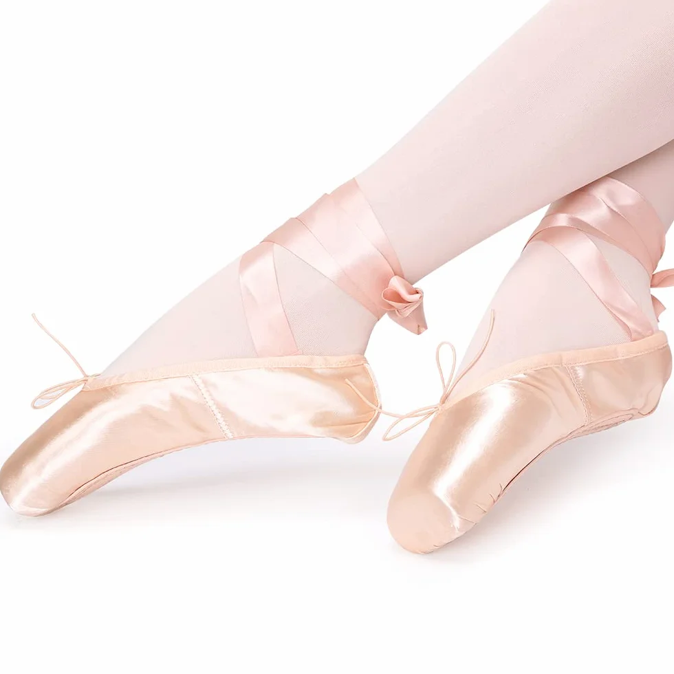 Spitzenschuhe Rosa Ballettschuhe Professionell Tanzschuhe mit Spitzenschoner und genähtes Band für Damen/Mädchen (Bitte wählen Sie eine Nummer größer)