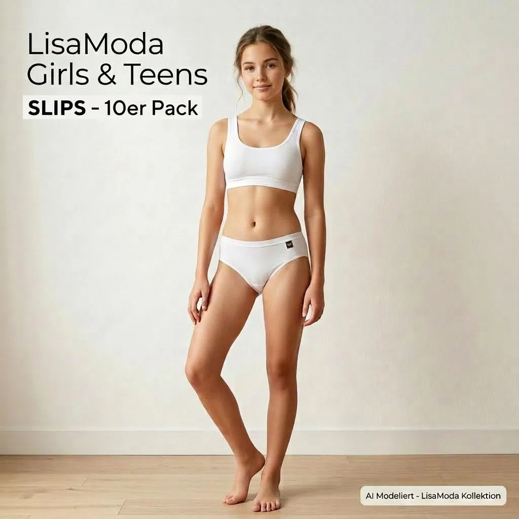 Mädchen Bikini Slips 10er Pack Girls Unterhosen Stretch Baumwolle