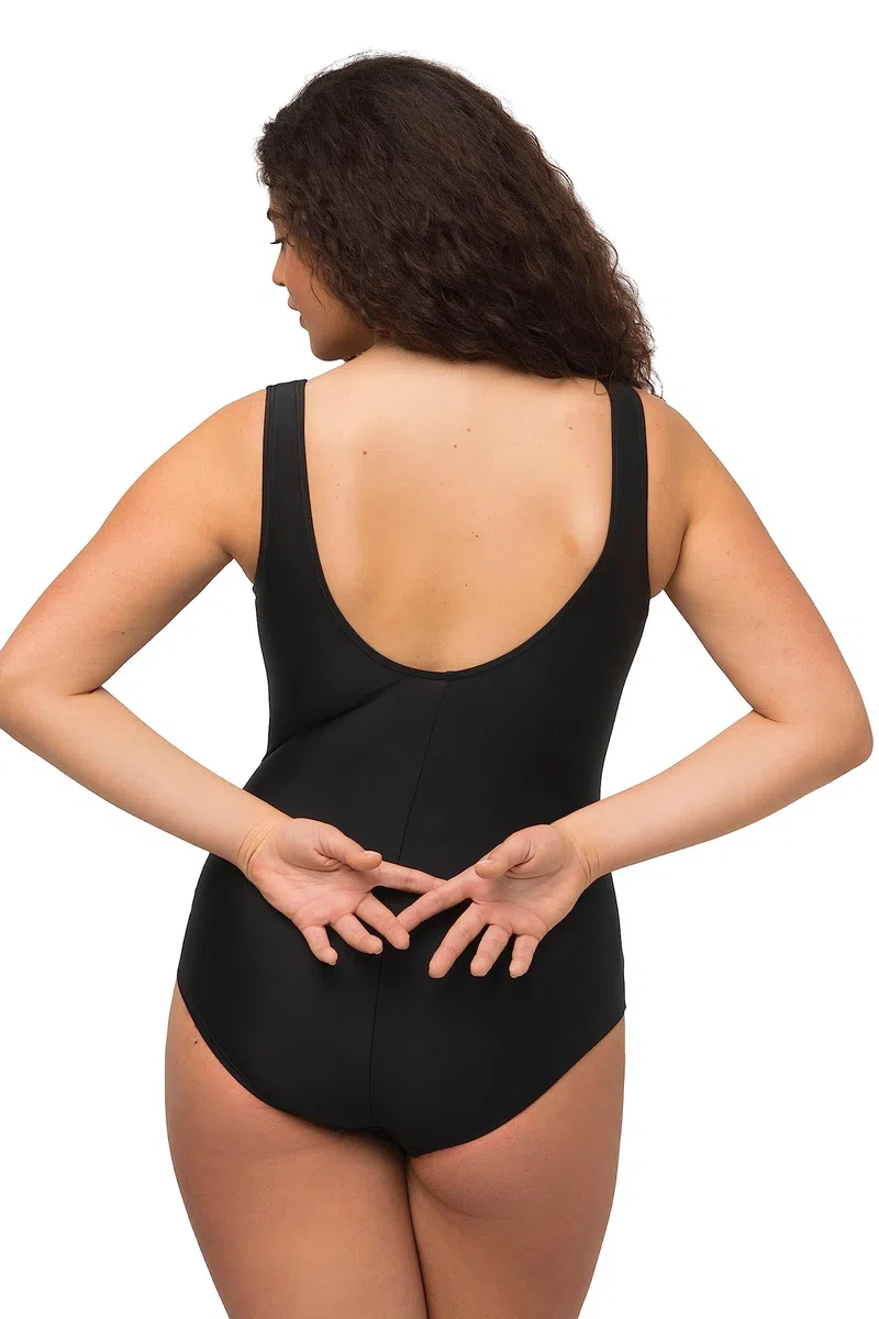 Ulla Popken Damen große Größen Übergrößen Plus Size Badeanzug, Pipings, Unterbrustband, Vorderfutter 747874