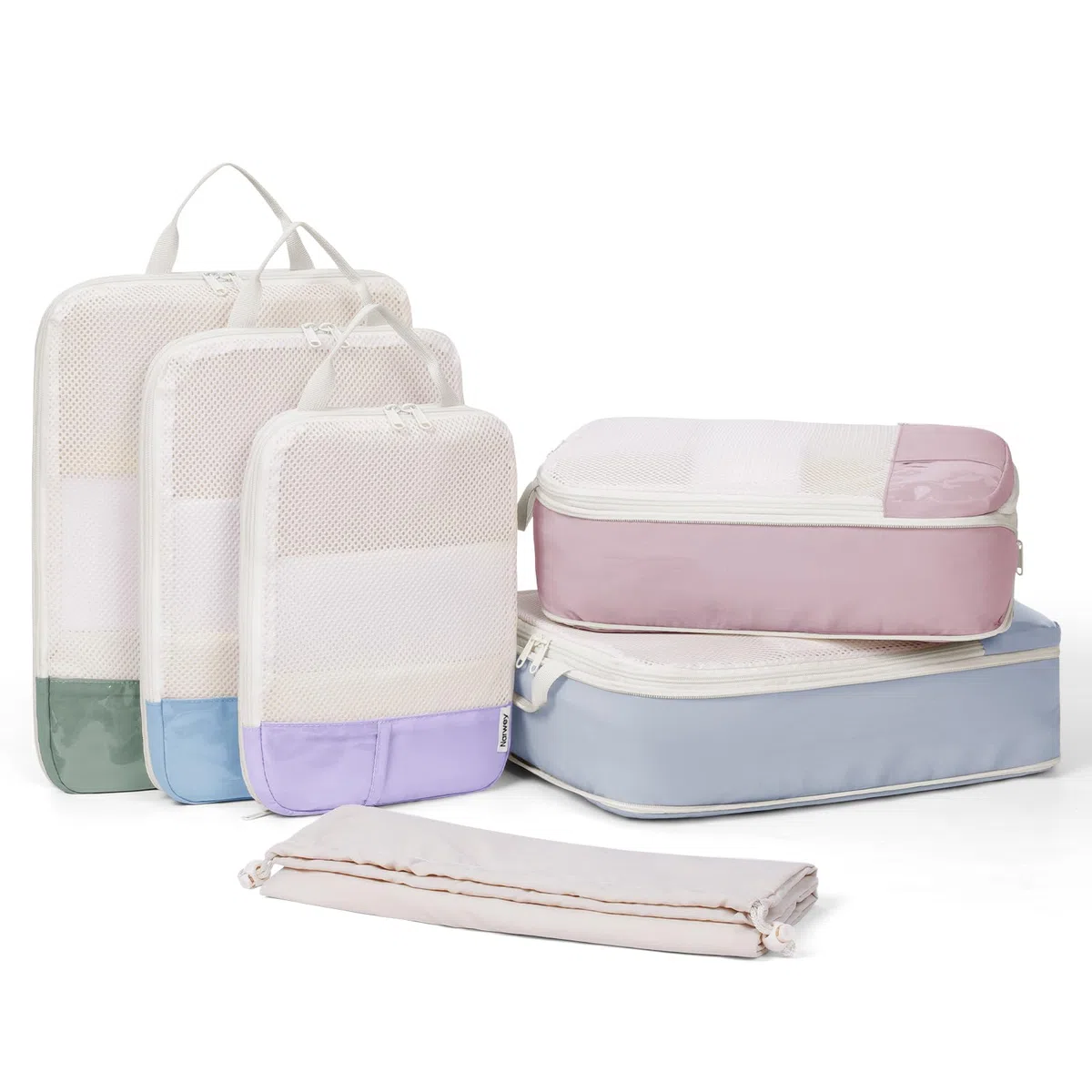 Narwey 6 Teilige Packing Cubes Koffer Organizer Set Compression Packing Cubes Kompression Koffer Organizer, Packwürfel Kompression für Travel Essentials & Reise Set (Kombiniert)